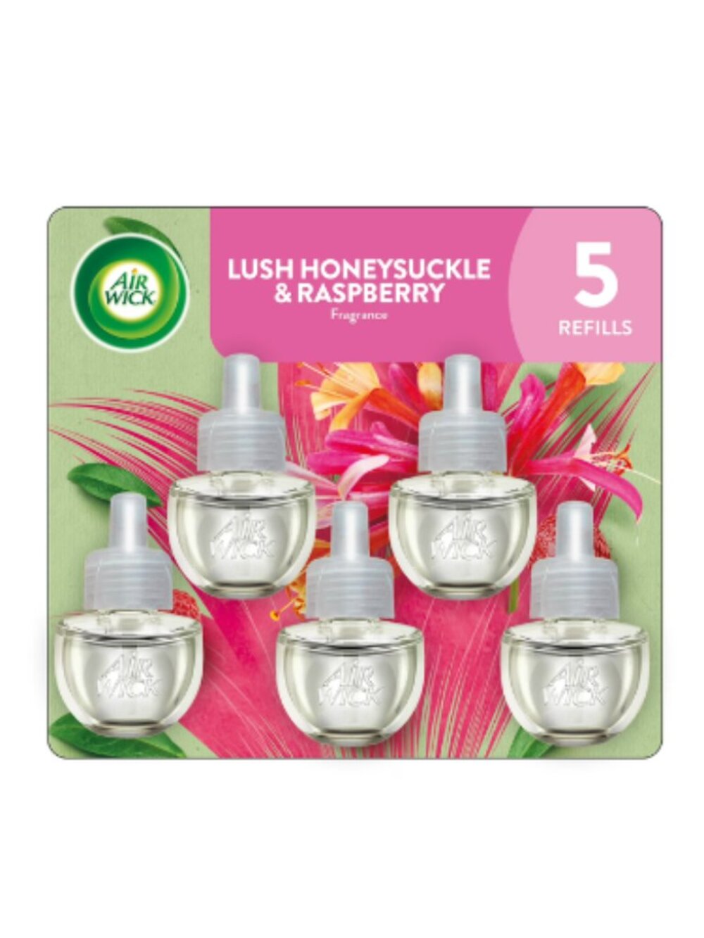 Air Wick Plug In Refills Honeysuckle Raspberry Essential Oils 5 Count Pack